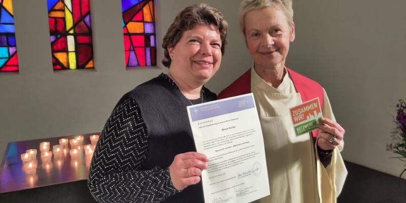 Miriam Kunkel und Melanie Kirschstein in der Christuskirche Eimsbüttel